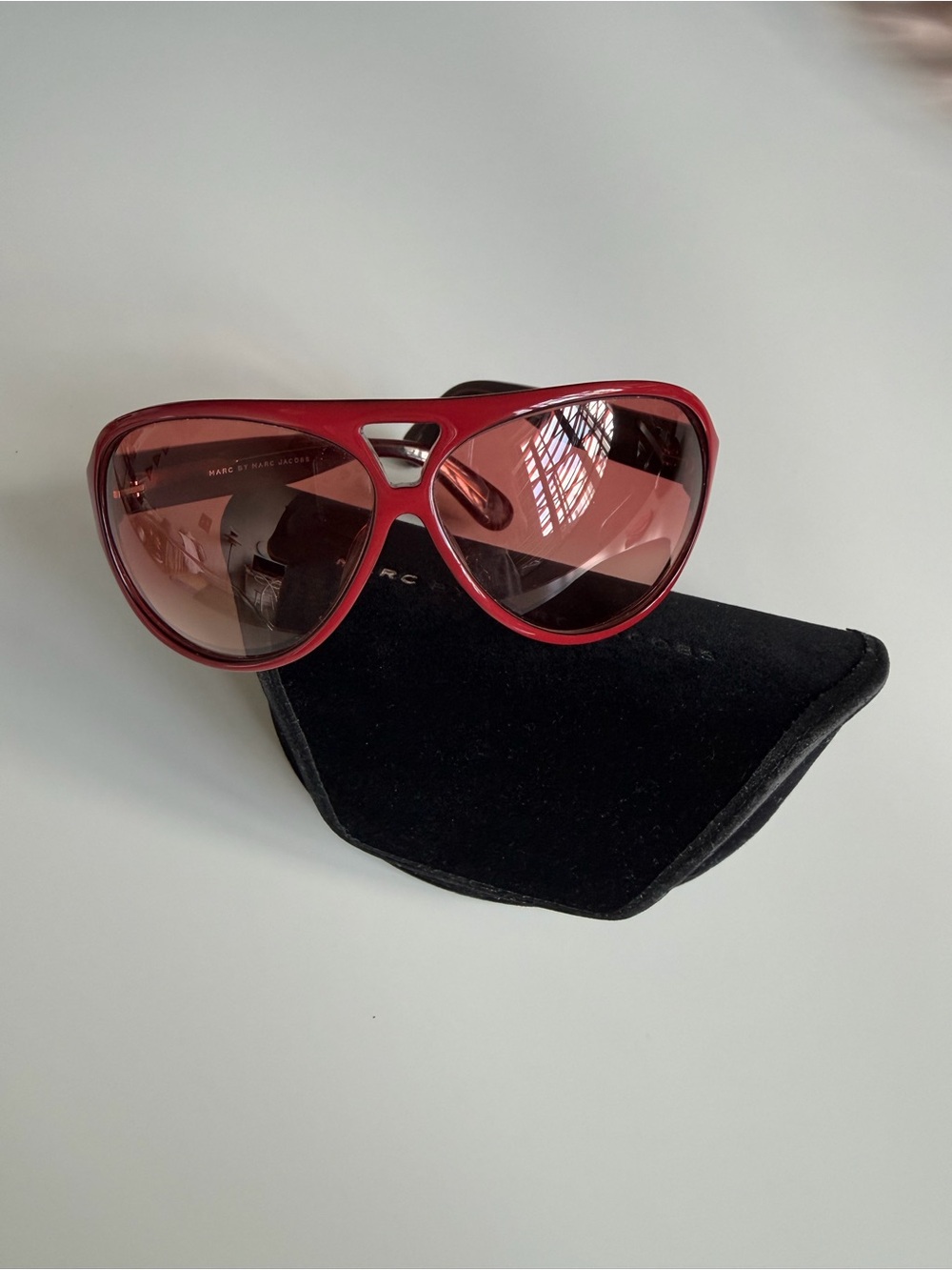 Marc by Marc Jacobs Red Gradient Aviator Sunglasses